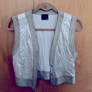 Fendi Womens mint green metallic & leather vest. Great condition - Worn once!